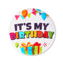 Happy Birthday Pin, It's My Birthday Badge, 2.28 Inch White Birthdays Pins for Boys Girls,Eye-Catching Cartoon Font and Little Red Star Patterns, Birthdays Gifts Party Decorations Supplies