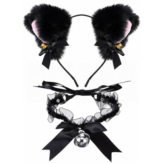 Gemoioio Cat Costume Outfit Set Black Cat Ears Headband Und Lace Collar