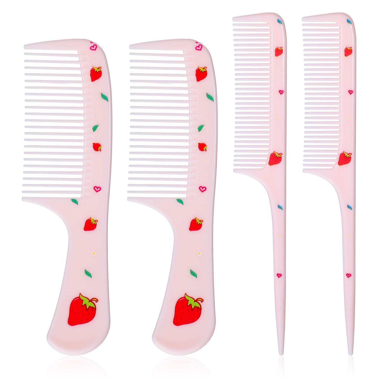 Baby Comb Toddler Hair Comb 4 Pcs Toddler Comb Set Fine Comb Rat Tail Comb Portable Pink Comb Strawberry Fruit Small Cute Hair Comb