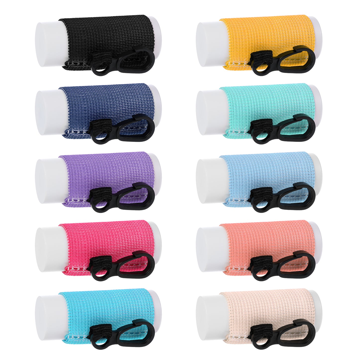 10pcs Lip Balm Holder Keychain,Color Mixing Clip on Chapstick Holder,Tight Knit Elastic Lipstick Sleeve