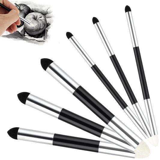 6Pcs Sketch Blending Sponge Pens Double Headed Washable Pastel Blending Stumps for Drawing Highlighting, Shadowing, Detailing, and Correcting Drawings Tool for Artist Beginners or Professional