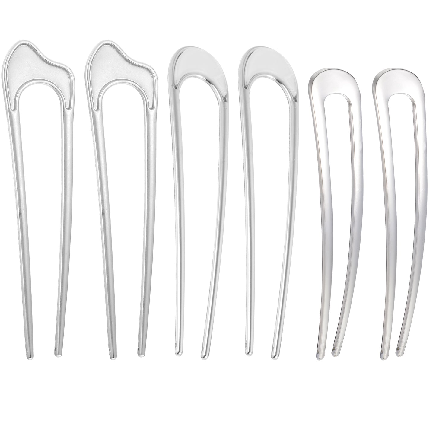 6 pcs U Shape Hair Pins for Women Silver Metal French Hair Pin for Girls 3 Style French Twist Hair Pin Hair Fork for Hairstyle Hair Accessories for Daily Lives and Special Occasions