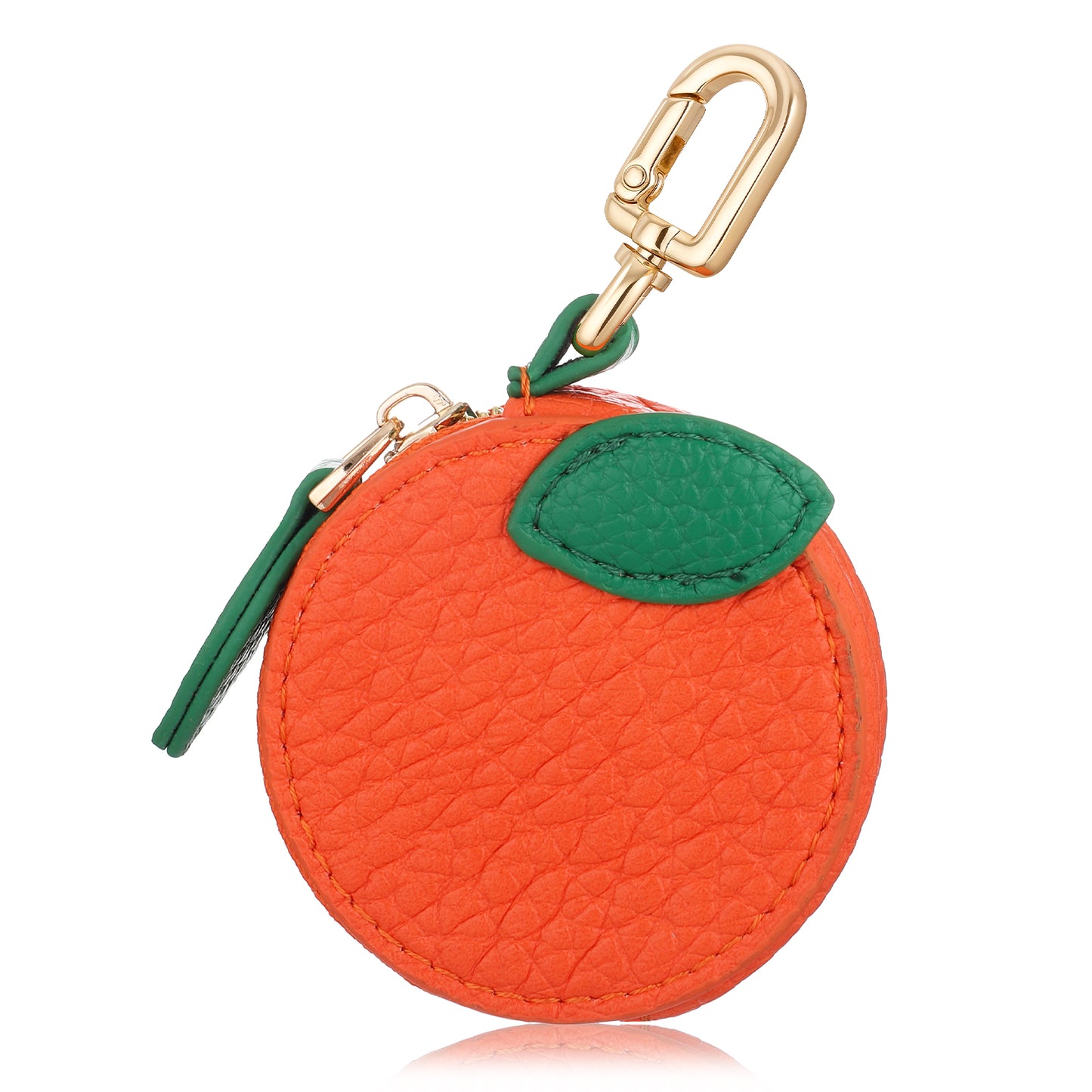Orange Mini Coin Purse for Keys, Cute Fruit Charm for Bags & Purses | PU Leather Travel Pouch Gift for Women Girls (Compact, Zipper Closure)