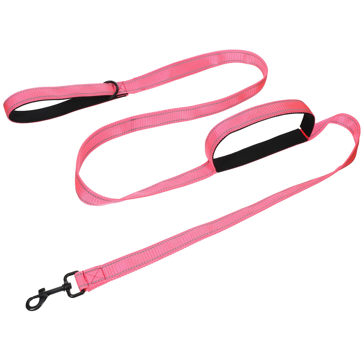 Dog Leash with 2 Handles, Reflective Nylon Heavy Duty Dog Leash with Padding, Suitable for Small, Medium and Large Dogs