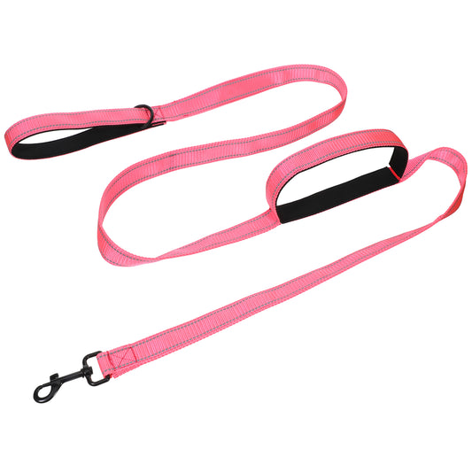 Dog Leash with 2 Handles, Reflective Nylon Heavy Duty Dog Leash with Padding, Suitable for Small, Medium and Large Dogs