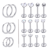 9 Pairs Flat Back Stud Earrings, 20G Stainless Steel Cartilage Earrings for Women, Anti-sensitive Threadless Flat Back Earring for Piercings of the Tragus Auricle Ear Cartilage Concha Nose Lip