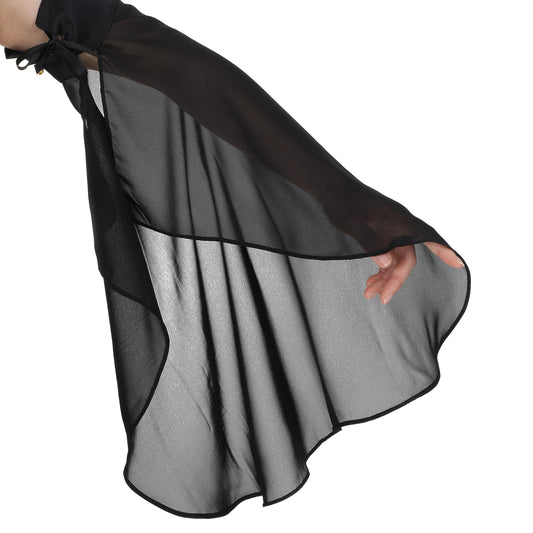 Victorian Gothic Black Lace Arm Sleeves, Long Tulle Chiffon Detachable Gloves for Women, Elegant Black Gloves for Wedding Dresses, Christmas, Stage, Pageant, Medieval Costume Accessories