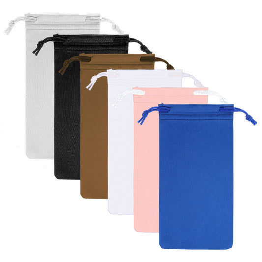 Tucnoeu 6pcs Soft Sunglasses Pouch,Microfiber Glasses Pouch,Drawstring Pouch Assorted Colors for Men & Women