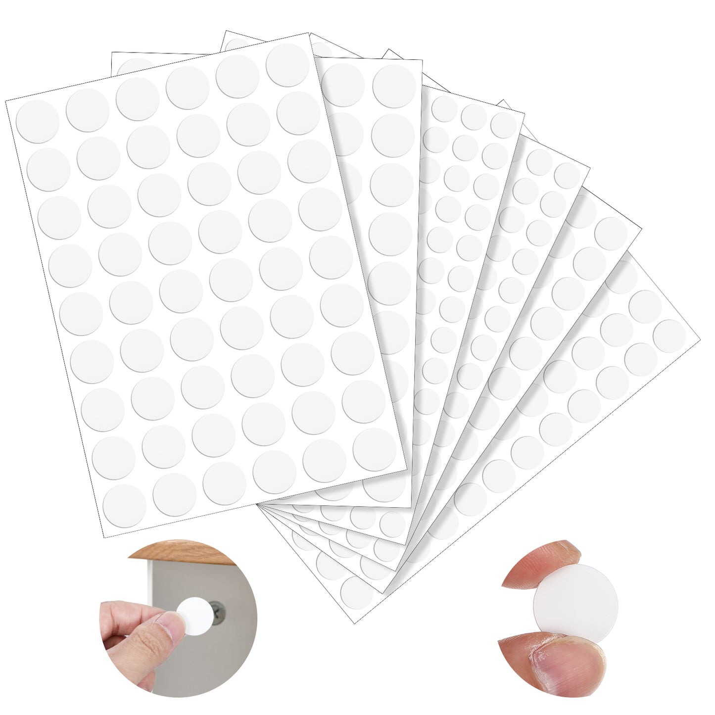 1160PCS Self-adhesive Screw Hole Cover Caps, 12mm 15mm 21mm White PVC Dustproof Non-Faded Stickers for Furniture, Cabinets, walls, Desks