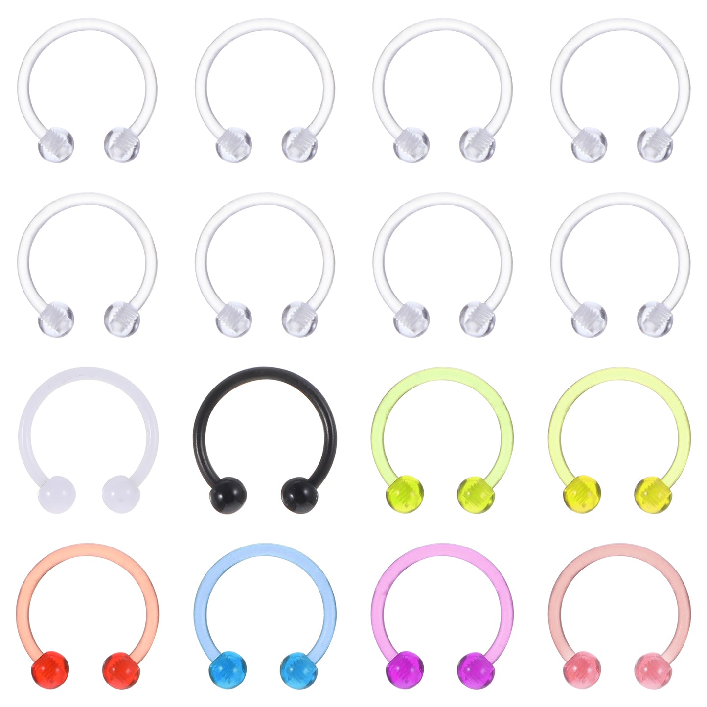 Lusofie 16G Septum Rings Acrylic Horseshoes Flexible Septum Ear Cartilage Helix Tragus Earrings Nose Eyebrow Lip Ring Earrings Piercing Retainer for Women Men (Multi-color)