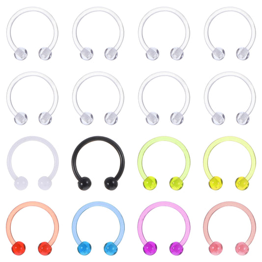 Lusofie 16G Septum Rings Acrylic Horseshoes Flexible Septum Ear Cartilage Helix Tragus Earrings Nose Eyebrow Lip Ring Earrings Piercing Retainer for Women Men (Multi-color)