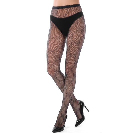 Ziuohaa Floral Lace tights for Women - balck white Fishnet patterned tights