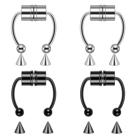 Yolev 4 PCS Fake Nose Rings, Fake Septum Piercing Jewellery, Stainless Steel Noses Ring for Comfortable Wear, Suitable for Daily Look Parties Body Decor Jewellery