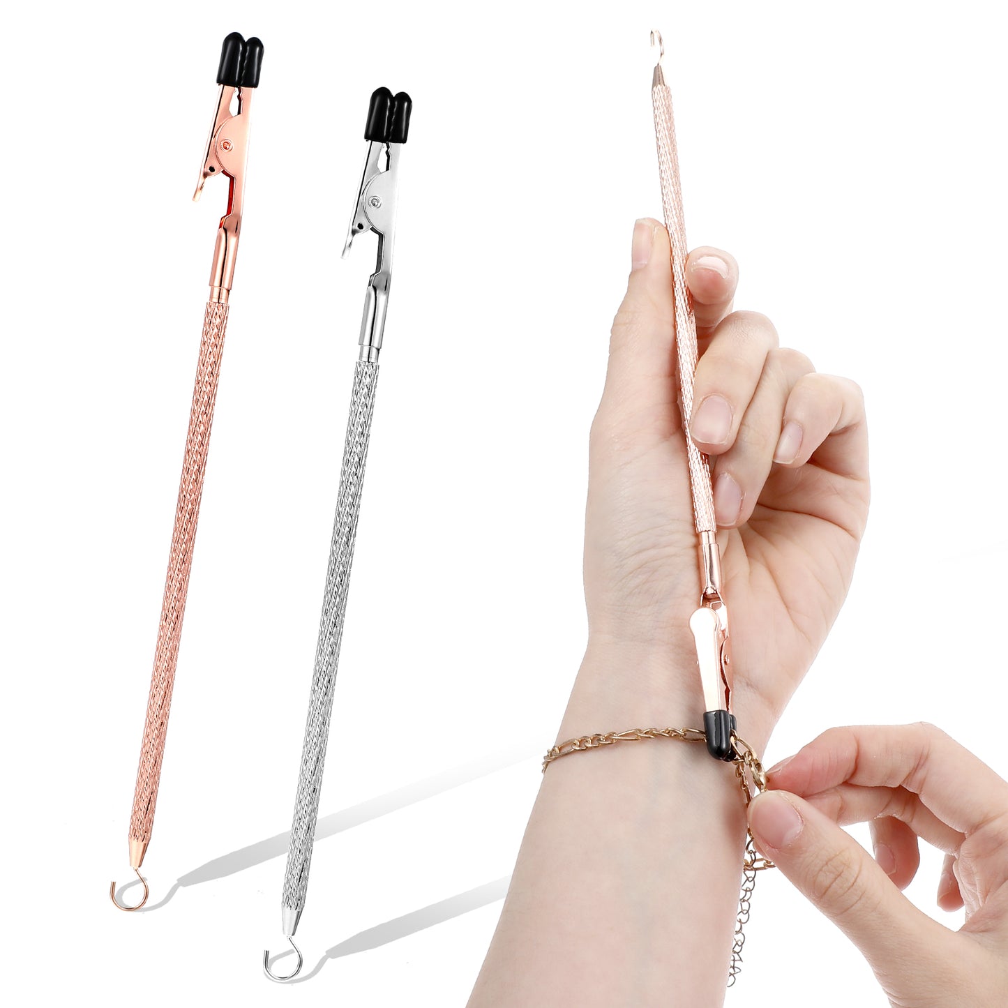 Bracelet Helper Tool 2Pcs Bracelet Assistance Tool Portable Bracelet Helper to Put on Yourself Quick Release Fastening Jewelry Clasp Helpers