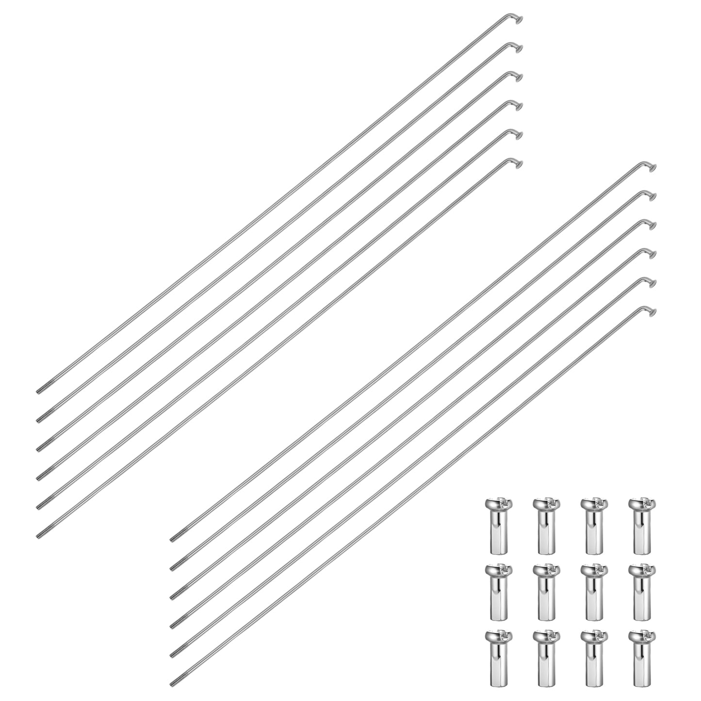 Lusofie 260mm/10.2 Inch Bike Spokes Stainless Steel Spokes 14G Bike Spoke with 12mm Spoke Caps for Mountain/Road/Folding Bikes, Silver(12 Pcs)