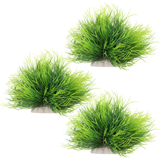 Fiyooau 3 Pack Fish Tank Plants, Realistic Plastic Aquarium Plants Green Aquarium Decor Artificial Fish Tank Decorations for Aquascaping Reptile Terrariums