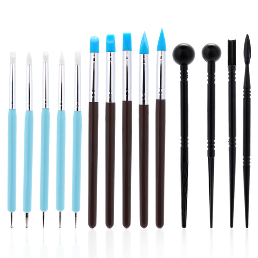 Tucnoeu Silicone Clay Sculpting Tool - 10Pcs Modeling Dotting Tool for Pottery Craft, Rock, Nail, Blending, Drawing, Perfect for Polymer Clay Art Projects