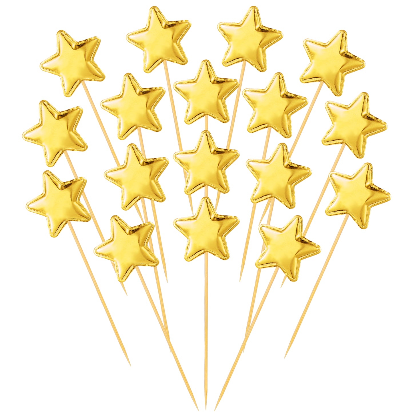 100 Pcs Star Cupcake Toppers, Star Cake Decorations, Gold Star Cake Topper, Cute Star Cupcake Topper Sticks for Birthday Parties Weddings Engagements Wedding Anniversaries,Gold