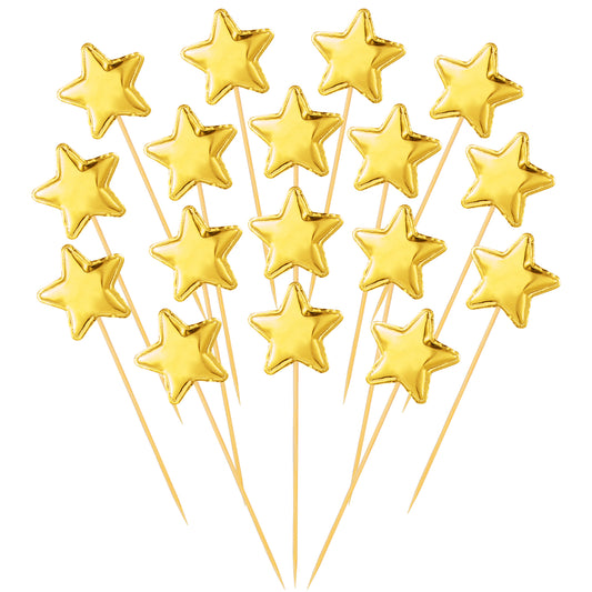 100 Pcs Star Cupcake Toppers, Star Cake Decorations, Gold Star Cake Topper, Cute Star Cupcake Topper Sticks for Birthday Parties Weddings Engagements Wedding Anniversaries,Gold