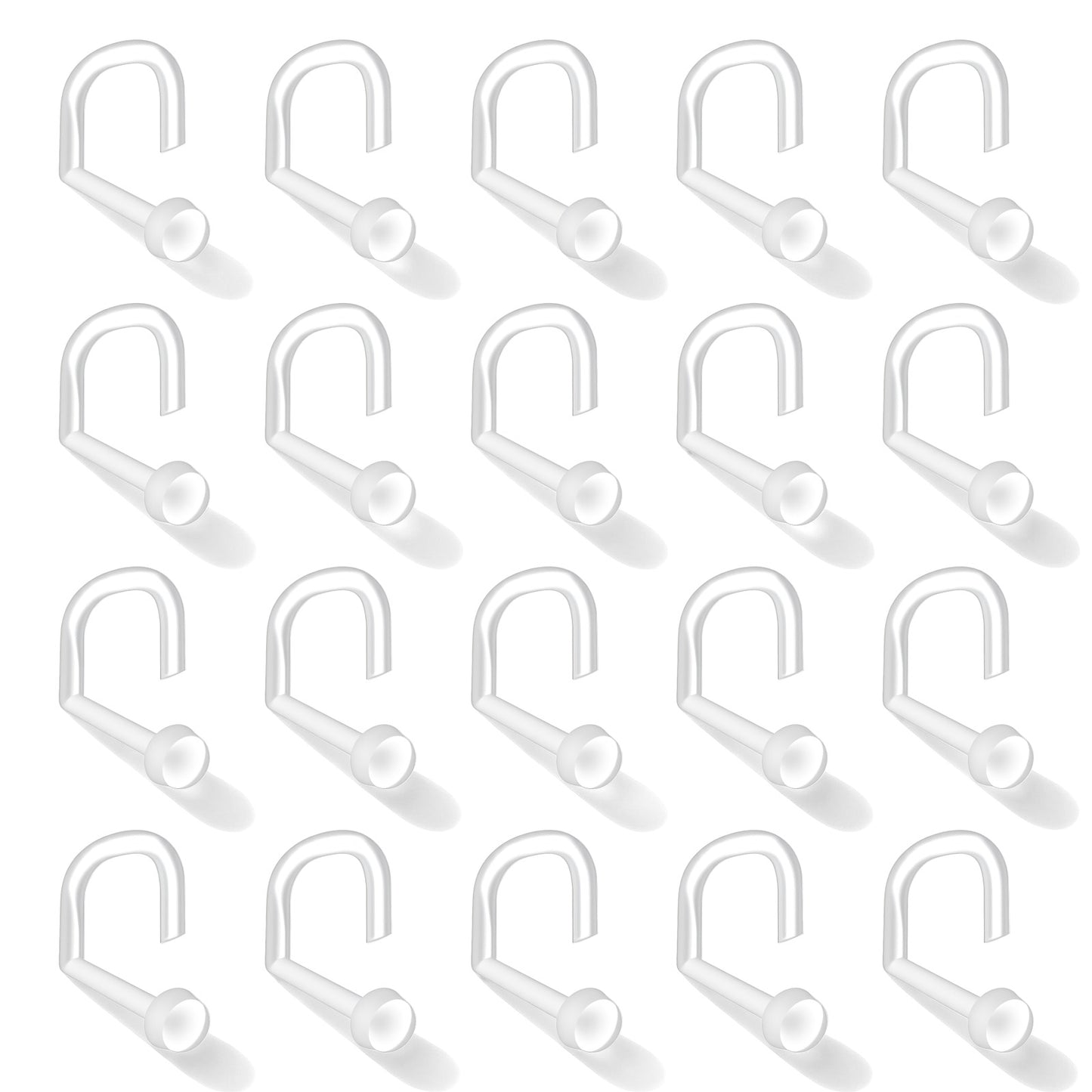 Yolev 20pcs clear nose rings for work 18G 7mm plastic clear nose studs Flexible Screw Retainer