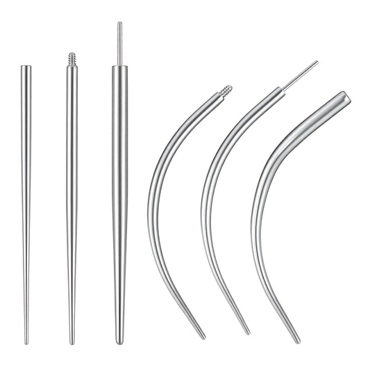 Tucnoeu 6Pcs Piercing Taper Tool, 16G 18G Stainless Steel Straight Curved Needles, Stainless Steel Body Piercing Needles, for Ear Nose Navel Nipple Lip Eyebrow Tongue