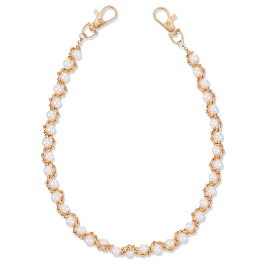 Telooco Jean Chains for Men Women Imitation Pearl Chains for Pants Gold Wallet Chain Gold Pants Chain Can Be Used as A Keychain, Combining Punk, Hip-Hop and Gothic Styles