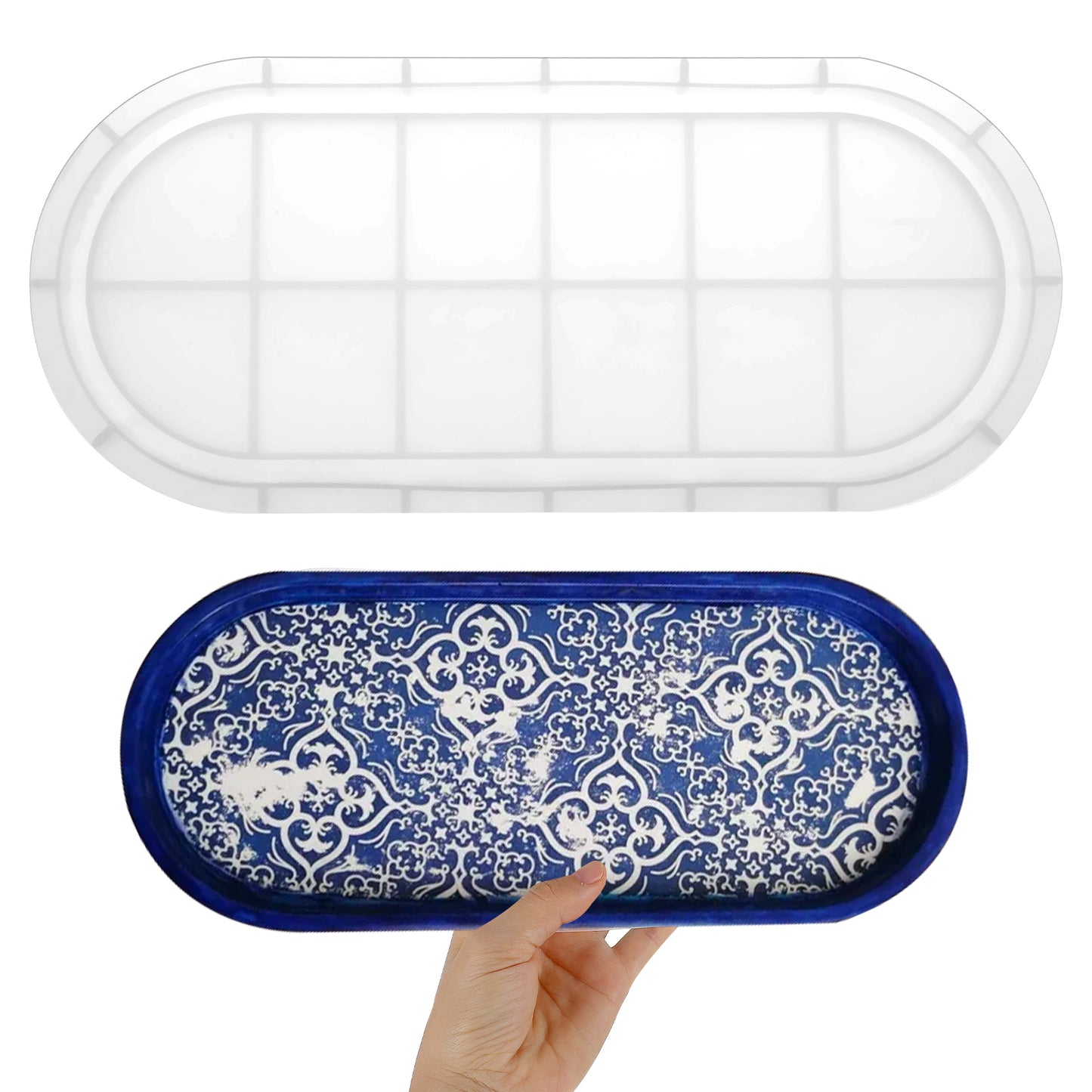 Telooco 13 Inch Silicone Tray Mold Large Resin Tray Molds with Edges Resin Molds Silicone for Epoxy Resin, Jewelry Holder Container Plates Silicone Molds for Resin Concrete Craft Home Decor