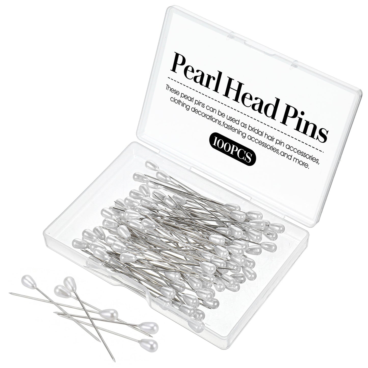 100PCS Corsage Pins- 2.2in Pearl Boutonniere Pin with Teardrop Straight Head, Sewing Pins for Sewing DIY Craft Decoration, Wedding, Jewelry Flower Decoration Pinning Quilt, Sewing-Accessories