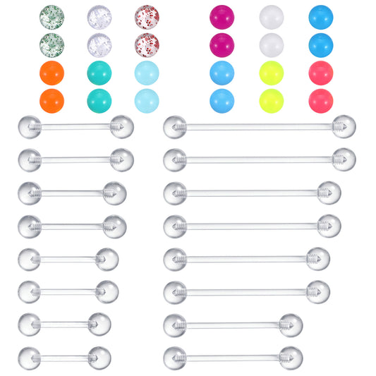 HaiFafafaing Plastic Nipple Rings 14g Clear Industrial Pregnancy Nipple Piercing Jewelry Acrylic Plastic Tongue Rings Retainer Long Bar Tongue Piercing Jewelry For Women Men For Surgery Sport