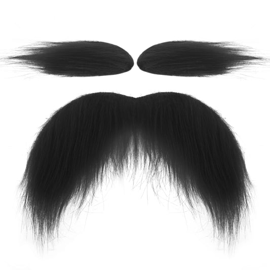 Fake Moustache Black Moustache Beard Realistic Stick on Moustaches and Eyebrows Smooth Fake Beard Self Adhesive for Adults Halloween