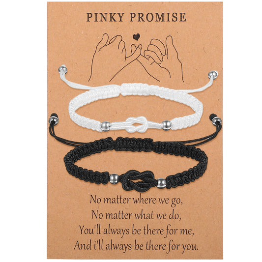 Josojoou Matching Bracelets for Couples, Pinky Promise Knot Couples Bracelets, Long Distance Relationship Bracelet Gifts for Birthday Christmas Anniversary