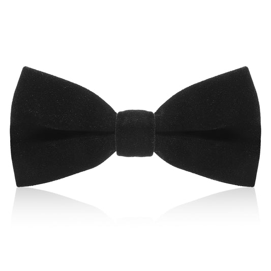 Black Velvet Bow Tie for Men Pre-Tied Tuxedo Bow Ties Adjustable Solid Bowtie for Formal Weddings Party Business Events
