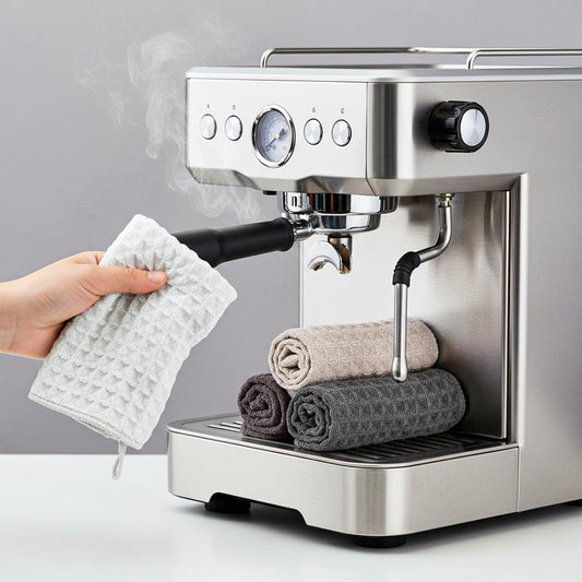 Lusofie 4 Pcs Barista Towels Waffle Pattern Barista Microfiber Cloths Coffee Machine Accessories For Steam Wands, Countertops And Milk Frothers, Coffee Bar Essentials(12”x12”)