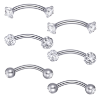 HaiFafafaing 6 Pcs Stainless Steel Curved Barbell Piercing Jewelry, 16 Gauge 10mm Eyebrow Rings, Nose Bridge, Surface Tragus Earrings