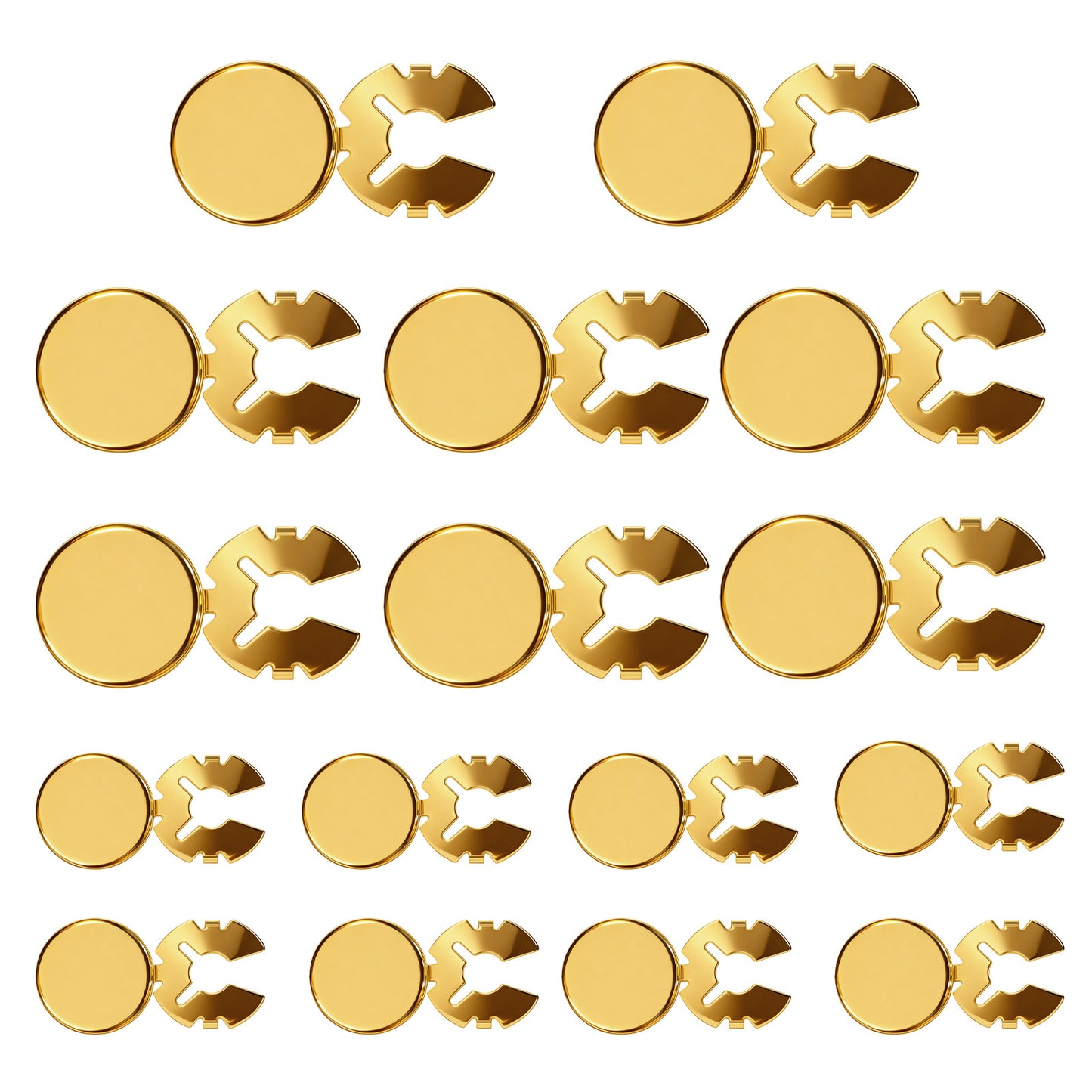 16Pcs Gold Button Covers Brass Button Cover Cufflinks,2 Sizes Buttons Covers for Men and Women, Elegant Accessories for Formal Shirts