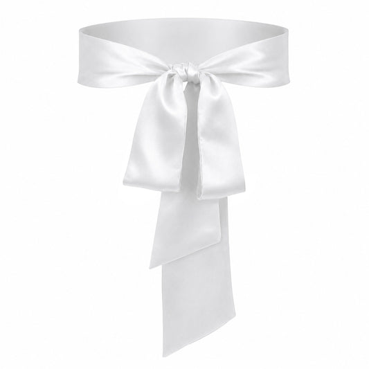 Gemoioio White Sash Belt, Long Wide Satin Belt, Dress Bridal Sash for Wedding Special Occasion(4 x 98.4inch)