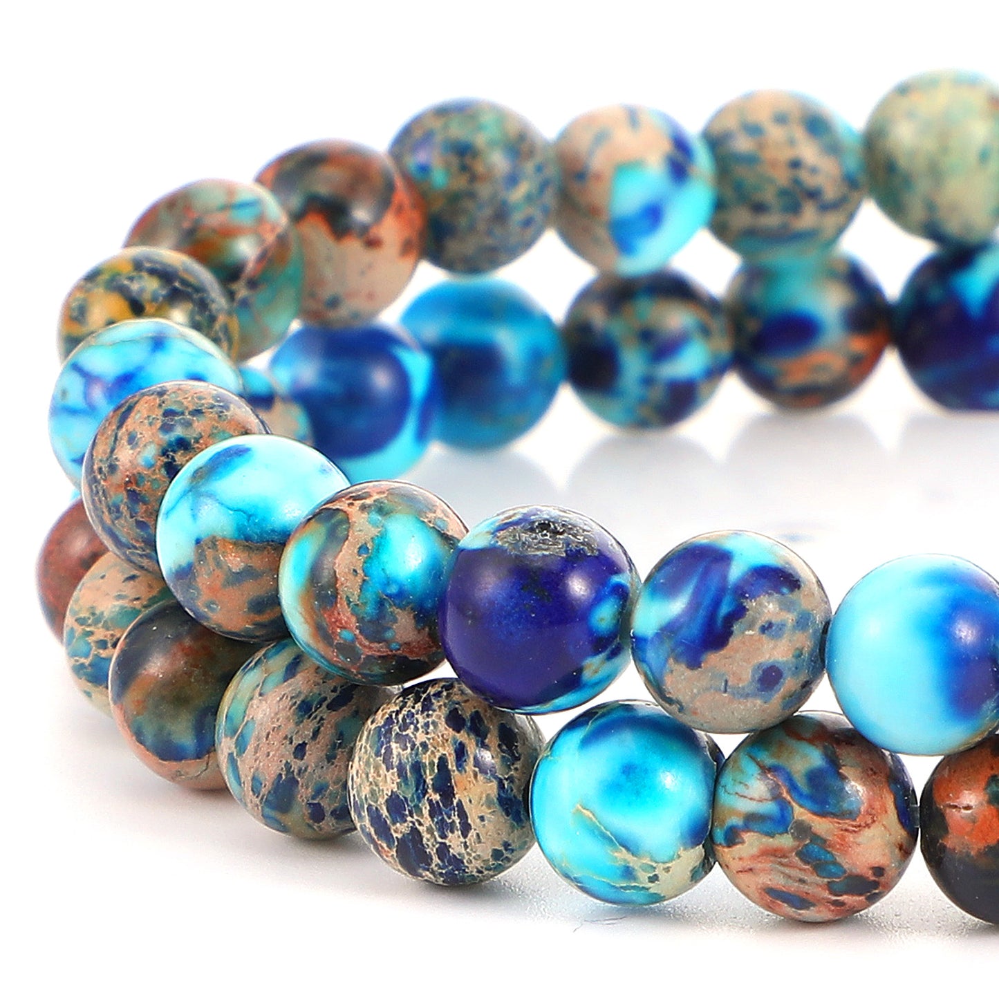 Yolev 60Pcs Jasper Beads Imperial Sea Sediment Natural Gemstone Beads 6MM Colorful Round Stone Bead for Jewelry Making