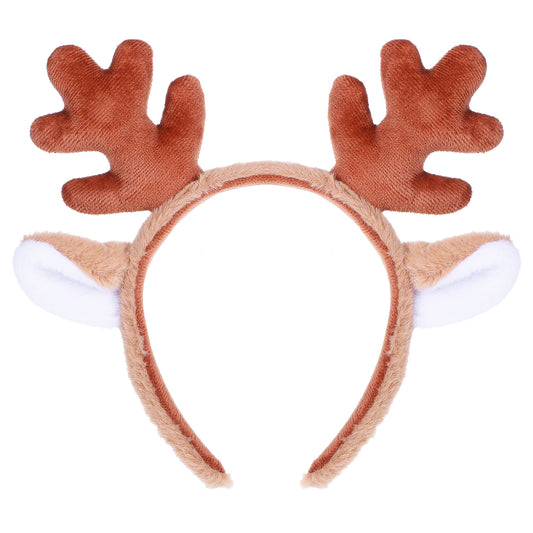 HaiFafafaing Reindeer Antlers Headband, Fluffy Animal Deer Ears Headband, Christmas Halloween Party Cosplay Costume Accessory
