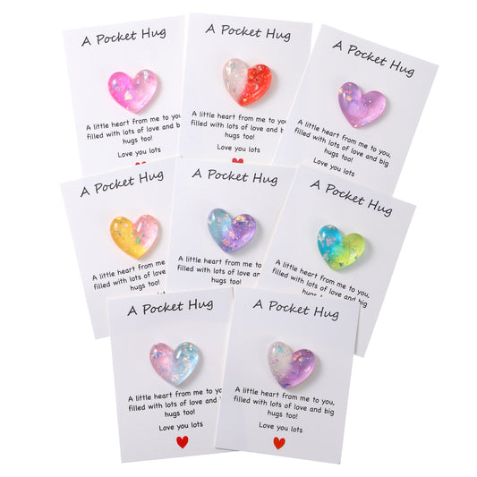8 Pcs Pocket Hug Heart Greeting Cards, Little Heart Pocket Hug Card,Gift for Valentines Day, Keepsake Exchange Relationship Cards for Colleagues, Family, Friends