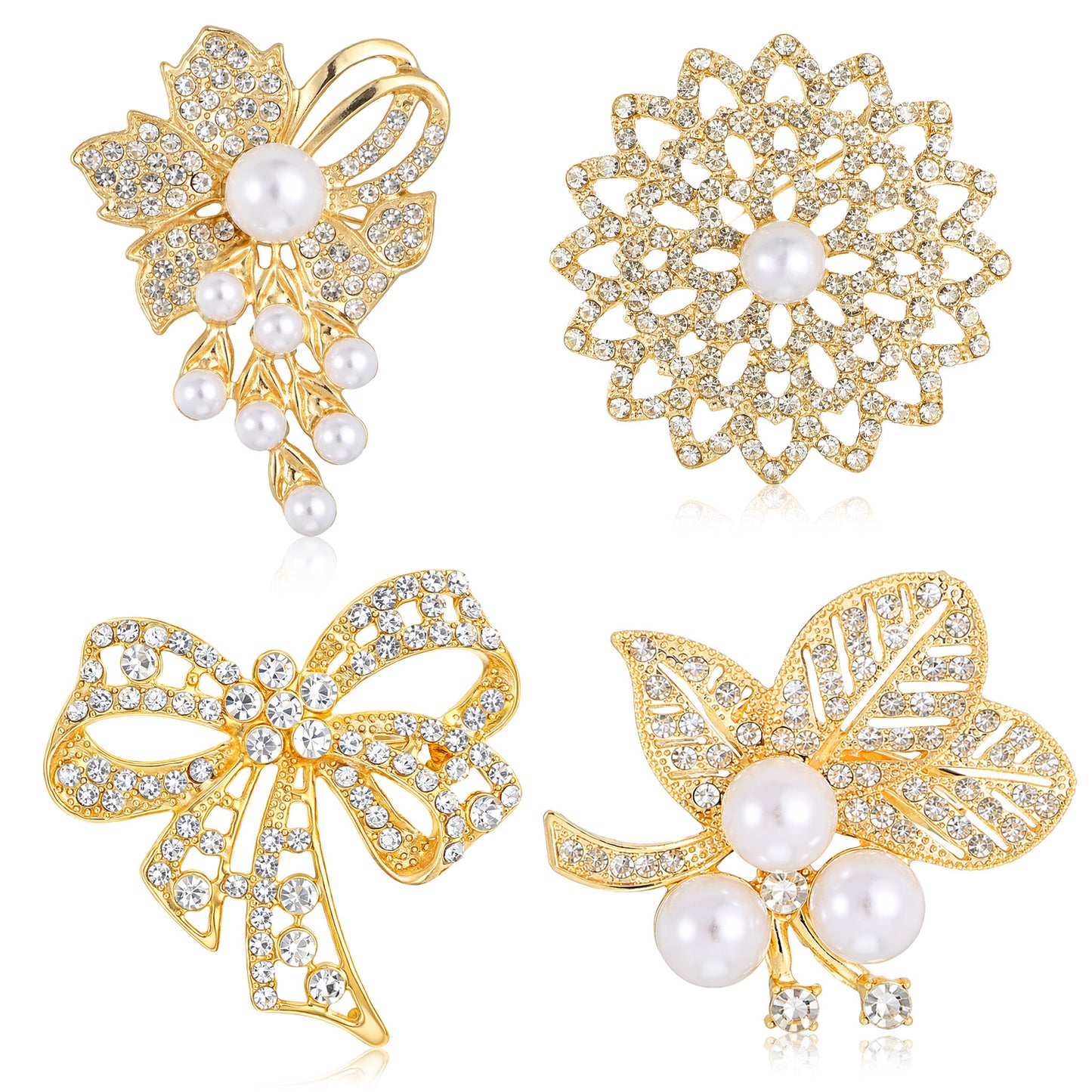 4pcs Brooches and Pins for Women, Flower Brooch, Crystal Pearl Brooch, for Women Fashion Accessories