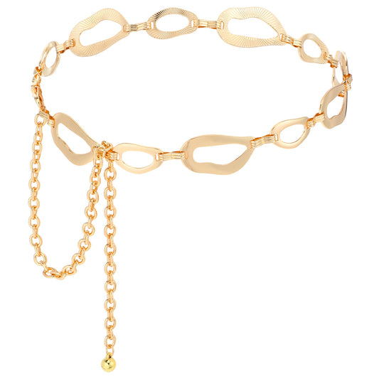 Women Irregular Metal Waist Chain, Gold Alloy Body Jewelry, Multiple Sizes, Versatile Occasion Wear