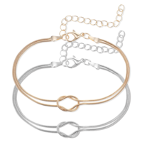 Tucnoeu 2pcs Matching Couple Bracelets, Love Knot Promise Bracelet, Adjustable Friendship Bracelet, Birthday Anniversary Couples Gifts for Him Her Boyfriend Girlfriend