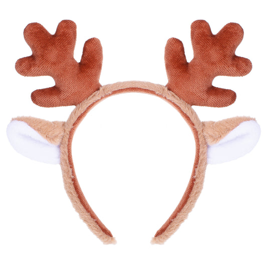 Reindeer Antlers Headband Animal Ears Deer Antlers Headband Fluffy Realistic Deer Ears Headband Christmas Deer Headbands Deer Ear Cosplay Deer Antlers Costume for Christmas Halloween Festival Party