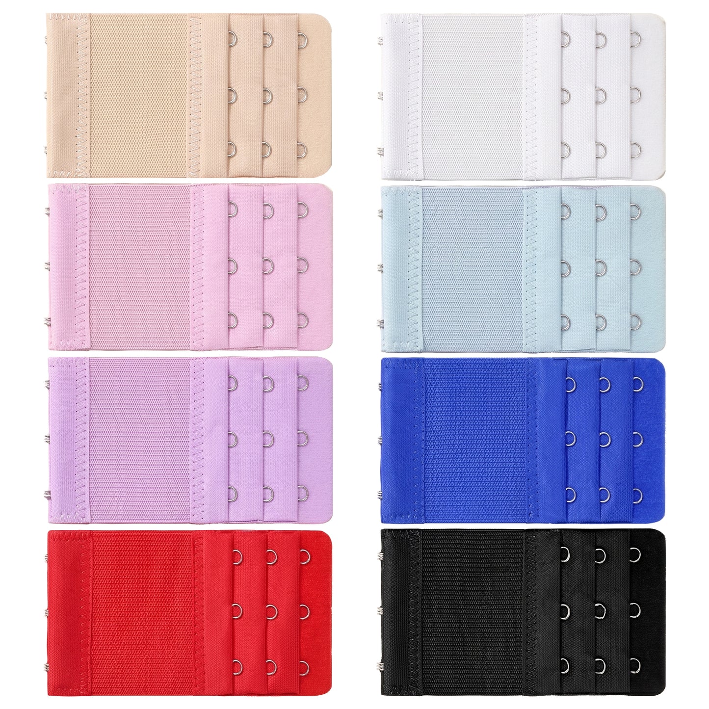 Lusofie 8Pcs Bra Extenders 3 Hooks - Multi Colored 3 hook bra extender 5.5 cm - bra strap extender