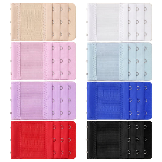 Lusofie 8Pcs Bra Extenders 3 Hooks - Multi Colored 3 hook bra extender 5.5 cm - bra strap extender