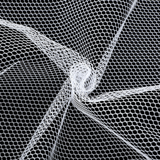 Lusofie 63 x 59 Inch White Mesh Fabric, Slightly Stretchy Polyester Fabric for Sewing Projects, Netting Fabric for Shopping Bag, Backpack Pocket, Straps, and Netting Clothes