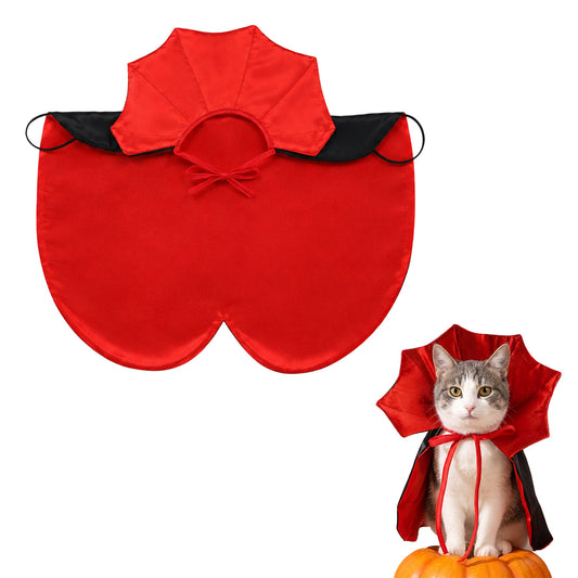 Halloween Cat Vampire Cape Red Black Pet Spooky Cloak for Small Dog Cat