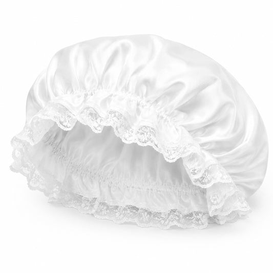 Dimioaoa White Colonial Bonnet Lace Pilgrim Maid Hat Granny Hat Mob Cap