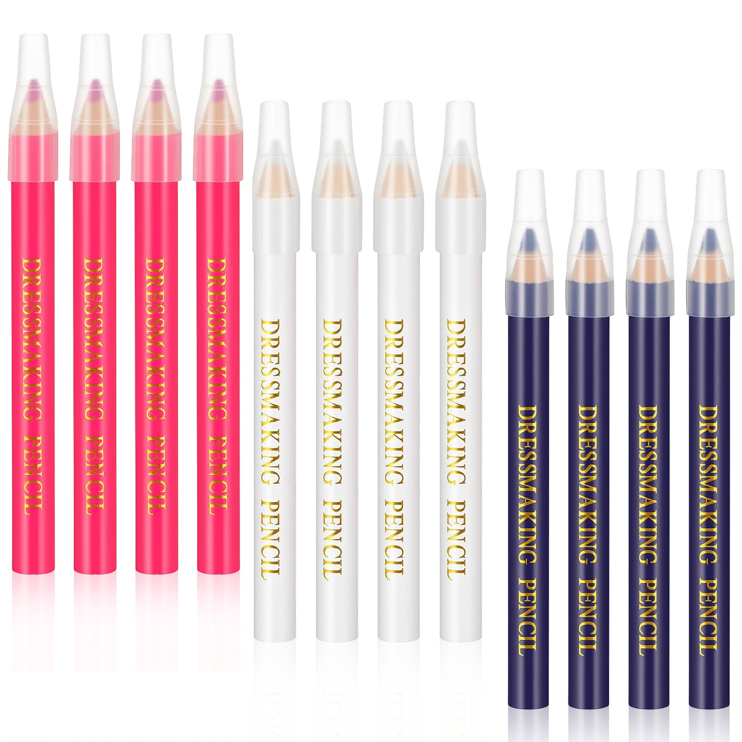 Washable Fabric Pencils for Sewing,12PCS Tailors Sewing Fabric Pencils with Tip Caps,Water Soluble Fabrics Markers Practical Marking & Tracing Tool for Dressmaking Quilting Embroidery DIY Crafts