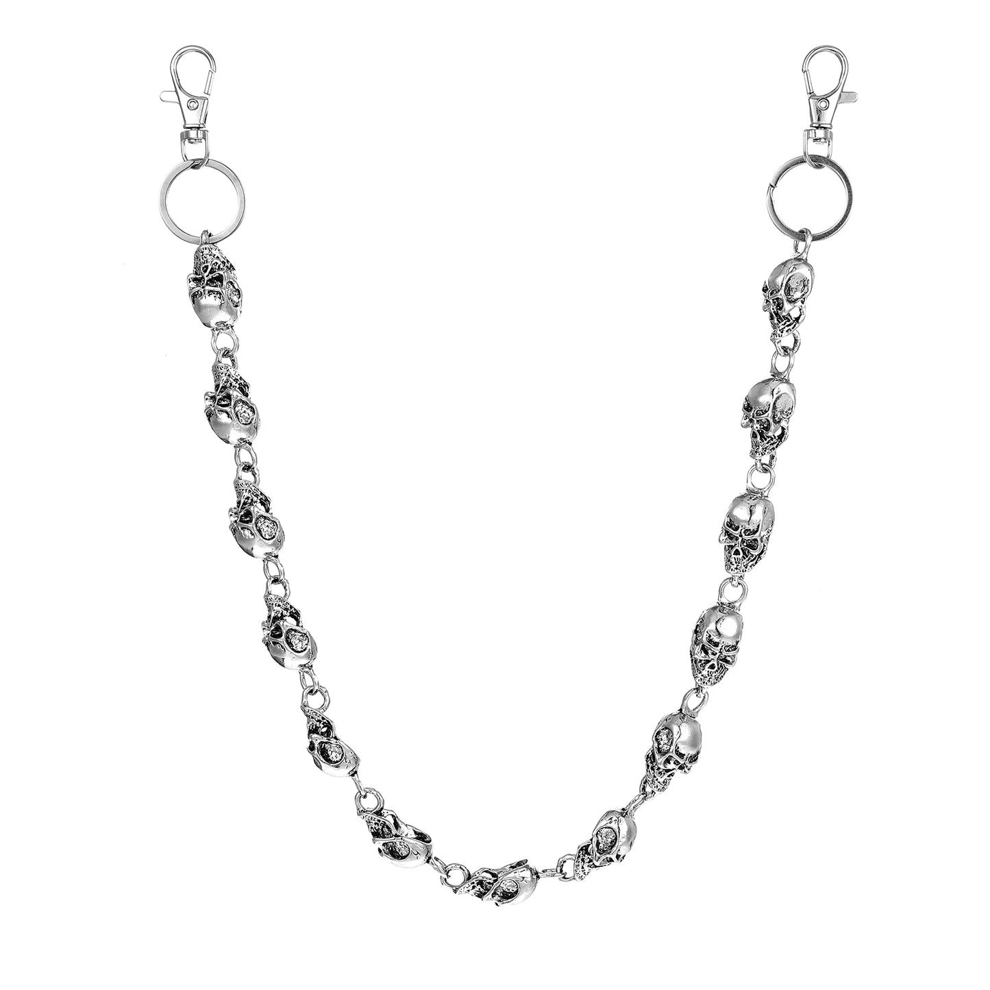 Tucnoeu Skull Chunky Pants Chain,Wallet Chains for Men,Pocket Chain Belt Chain Metal Heavy Skull Link Jeans Chain for Men Skull Accessories Mens (Silver)